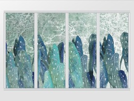 简约唯美大气手绘植物移门