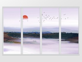 新中式抽象山水移门