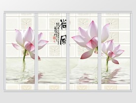 新中式荷花移门