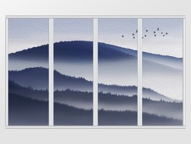 新中式意境层山移门