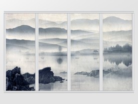 新中式水墨墨青山水浓雾移门