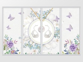 中式唯美珍珠花朵移门