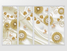 立体蝴蝶珍珠缎面珠宝移门