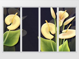 新中式马蹄莲移门