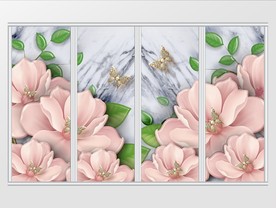 欧式唯美淡雅珍珠花卉移门