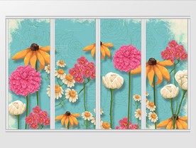 简约复古手绘花朵移门