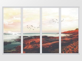 大理石纹岩石天空移门