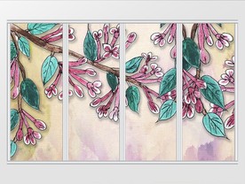 现代简约手绘植物花卉移门