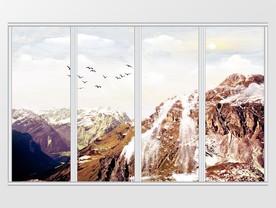 大理石纹山水移门