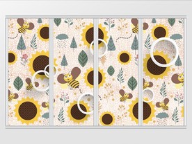 现代向日葵花瓣花朵移门