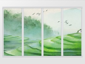 新春梯田自然风光移门