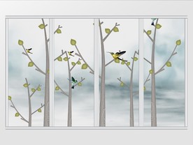 简约现代风树木小鸟移门