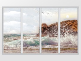 大理石海边风景移门