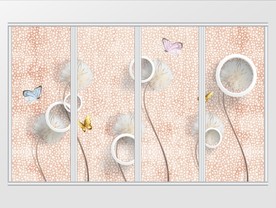 现代梦幻大气唯美金箔蒲公英移门