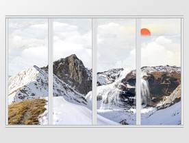 大理石纹岩石风景移门