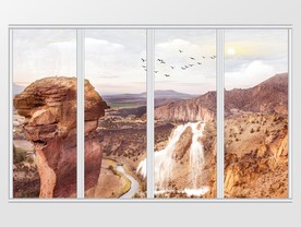 大理石纹岩石山水移门