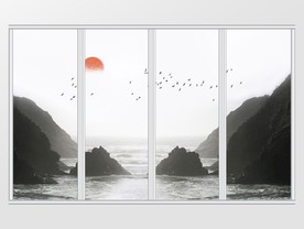 新中式水墨墨青山水移门