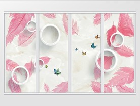 现代唯美简约花卉蝴蝶移门