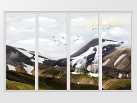 大理石纹岩石山水移门