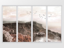 高山飞瀑山水移门