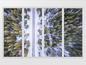 绿色森林雪景移门