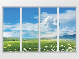 大气现在简约蓝天花卉移门