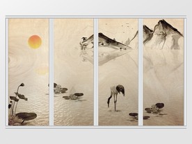 仙鹤朝阳荷花池移门