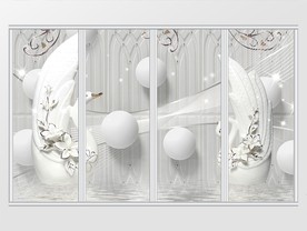 3d简约白色天鹅珠宝移门