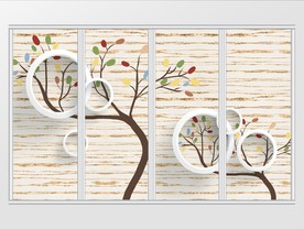 唯美金箔几何形状移门