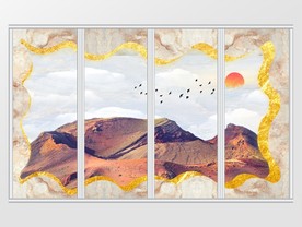 山水大理石金箔石纹移门