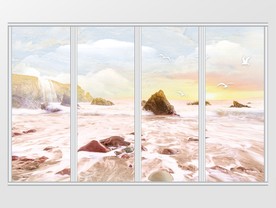 简约大气大理石纹山水石纹江移门