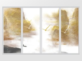 金箔中式中国风水墨山水移门