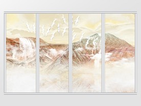 大理石纹理山水画移门