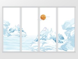 新中式水墨诗意抽象冰山移门