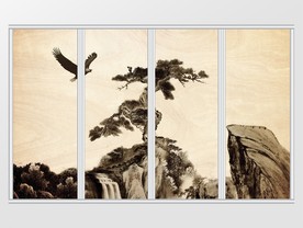 新中式水墨诗意老鹰移门