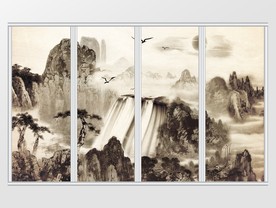 新中式水墨诗意气派山河移门