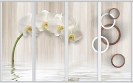 现代简约清新出水花枝移门