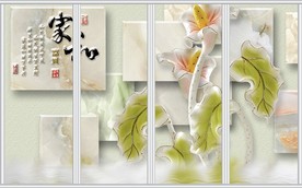 立体出水百合浮雕移门