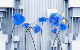 高清蓝玫瑰3D电视背景墙