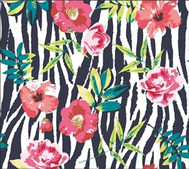 原创手绘花朵条纹无缝连接