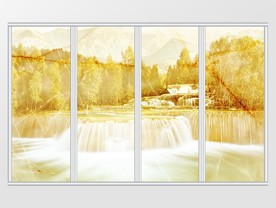 大理石纹风景移门