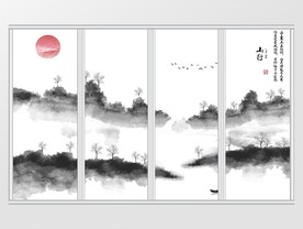 新中式简约水墨山水移门