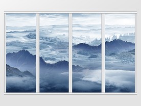 新中式石纹风景移门