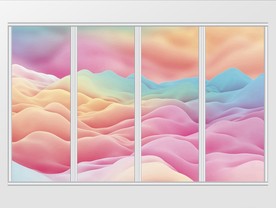 抽象浅色云山移门