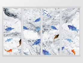 水墨鱼移门