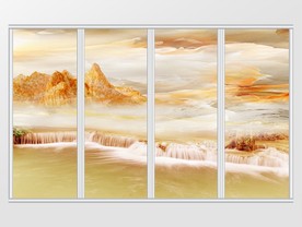 大理石纹风景移门