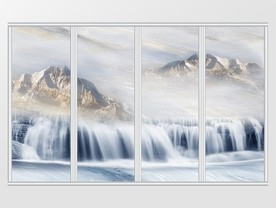 大理石纹风景移门