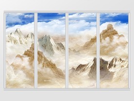 大理石纹风景移门