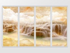 大理石纹山水风景移门