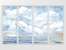 大理石纹山水风景移门